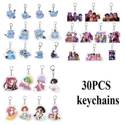Kpop Demon Hunter Birthday Keychains Kpop Demon Hunter Party Favors Keyring Huntrix Fans Concert Hanging Pendant Party Supplies