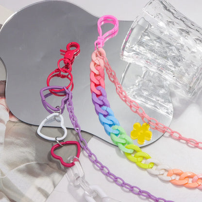 Doulbe Layered Pink Color Strawberry Resin Chain Keychains Women Girls Hip Hop Waist Chain Pants Trousers Chain Bohemian Jewelry