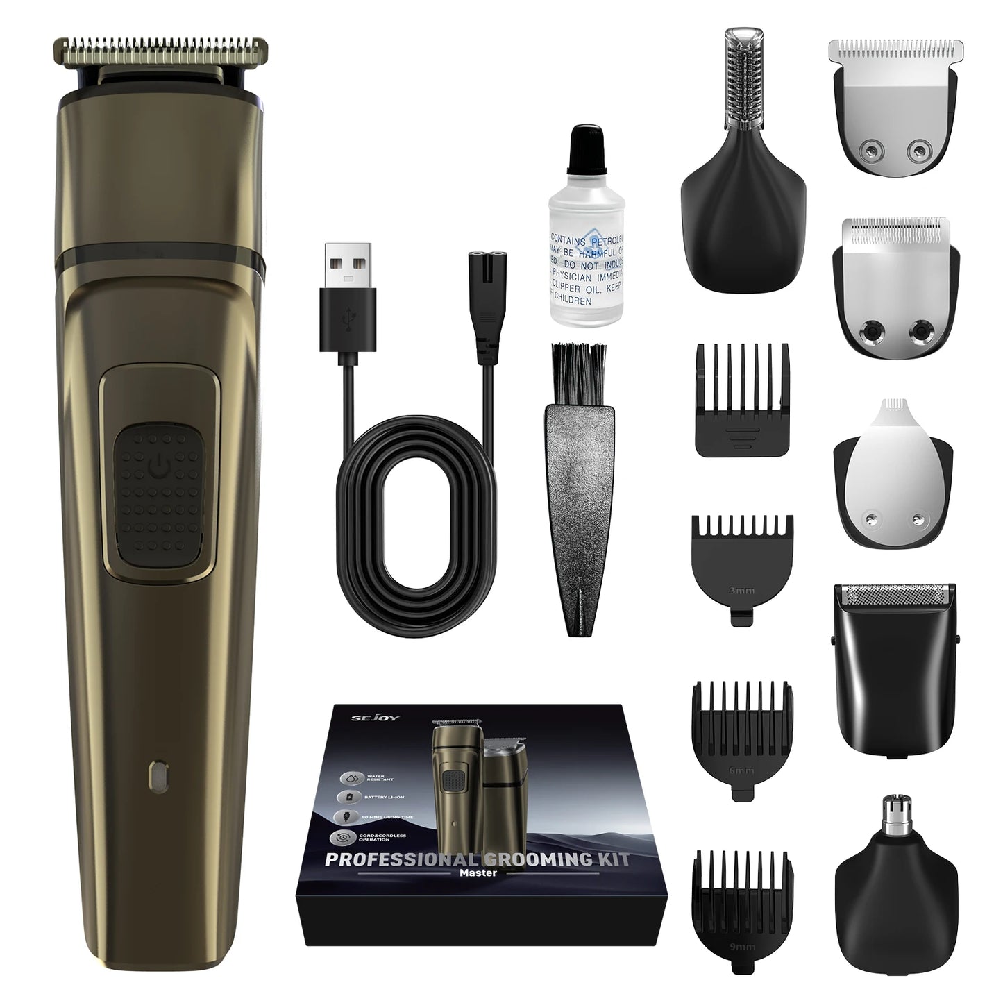 Sejoy MASTER Men's Grooming Kit 5 In 1 Multifunctional Electric Hair Clippers Rechargeable Razor Men Beard Nose Trimmer