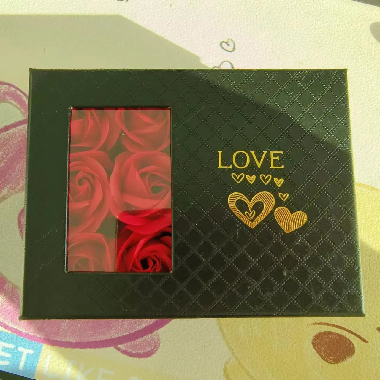 Valentine's Day Window Opening Jewelry Box Heart Four-leaf Clover Pendant Gift Packaging Box Bag Romantic 6 Rose Box