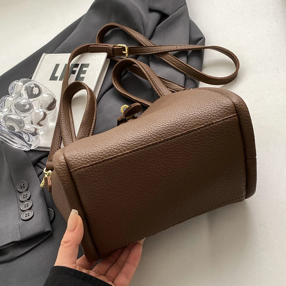 Luxury PU Leather Bucket Bag for Women Large Capacity Handbag with Inner Bag Double Handle Magnetic Closure Shoulder Bag Satchel