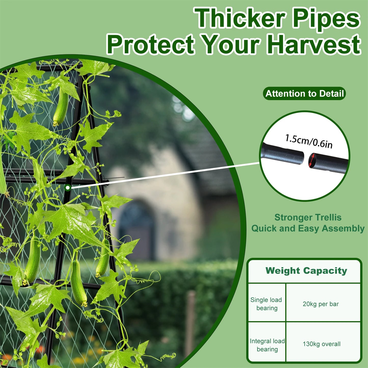 Metal A-Shaped Garden Arch Trellis for Climbing Plants Vegetable Cucumber Support Frame with Nylon Netting, Four Ground Spikes