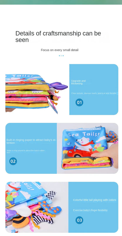 Animal Tail Cloth Book Tear Can Bite Pop-up Book Educational Enlightenment Early Education Infant Cognitive Toys 0-3 Years Old