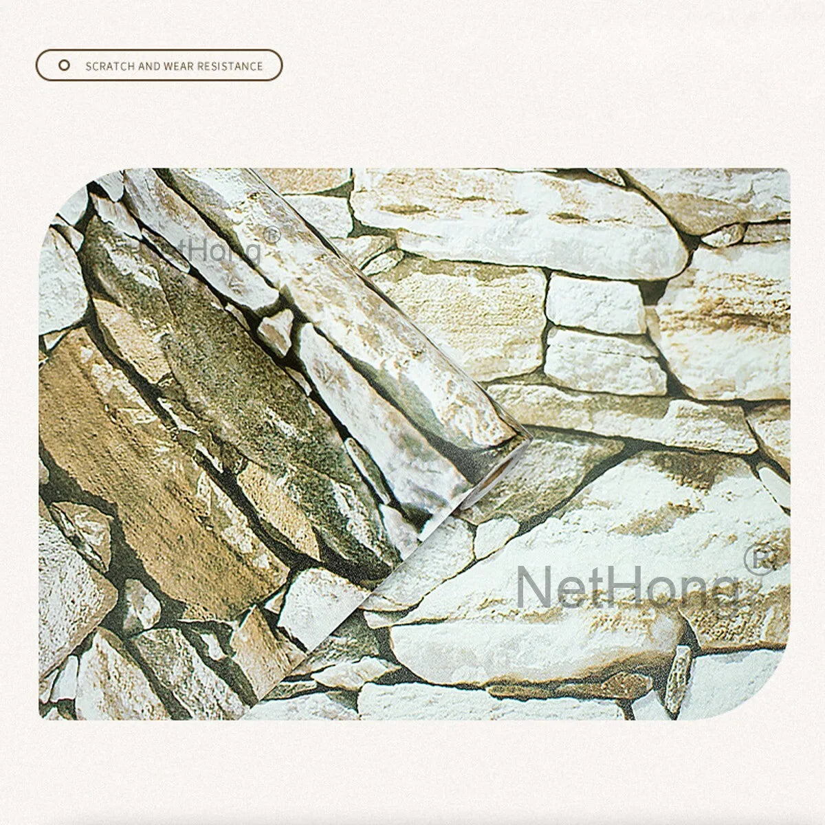 6M 3D Coffee Stone Brick Effect Wallpaper Vinyl Self Adhesive Wall Stickers