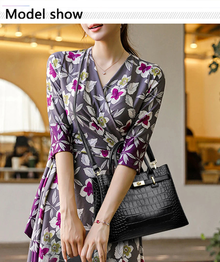 Famous Brand Ladies HandBags High Quality Crocodile Stripe Three Main Bags Designer Crossbody Shoulder Bag For Womens Tote Bag