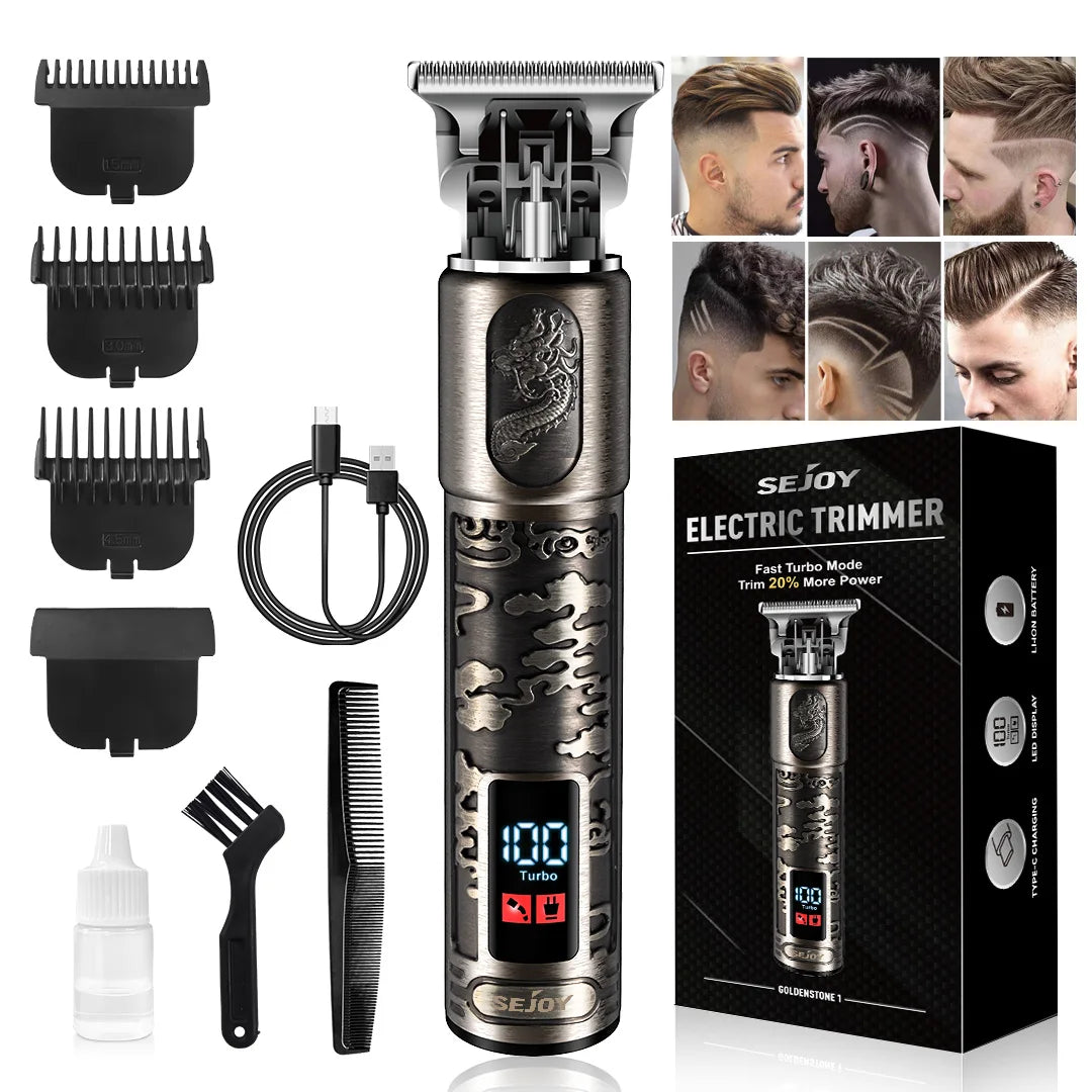 Sejoy Electric Hair Clipper Kit Professional Electric Pusher Carving Electric Shaver Rechargeable Hair Trimmer Machine for Men