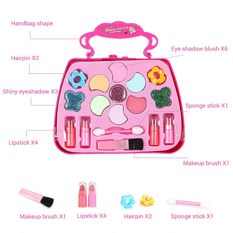 Princess Make Up Box Play House Toy Girls, Eye Shadow Makeup Cosmetics Handbag, Birthday Christmas Gift for Kids Party Cosplay