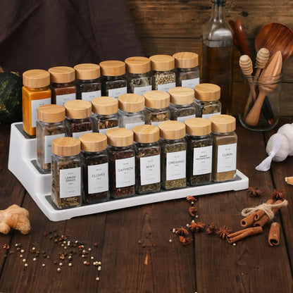 5/12Pcs Glass Spice Jars with Bamboo Lid Spice Seasoning Containers Salt Pepper Shakers Spice Organizer Kitchen Spice Jar Set