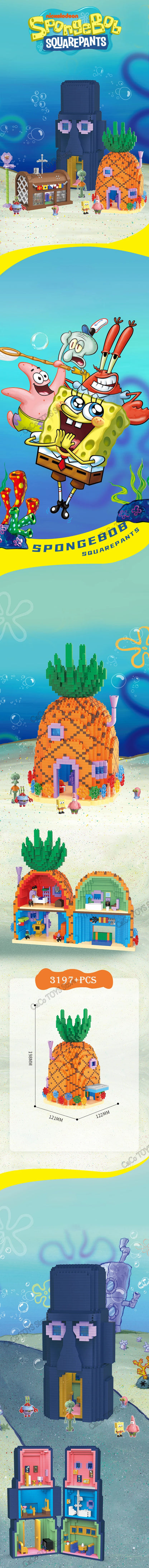 Spongebob Cartoon Krusty Krab Restaurant Building Blocks Creative Canteen Scenes Model Bricks Desktop Ornaments Toy For Kid Gift