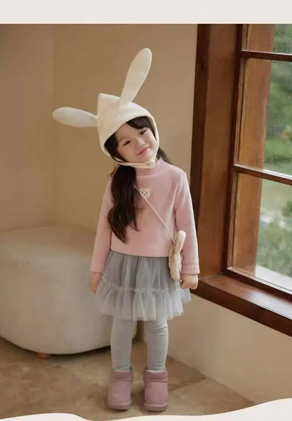 Kids Autumn Leggings Children Cute Thin Style Yarn Skirt Kids Solid Color Bow Skinny Pants