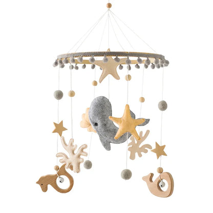 Newborn Baby Rattles Toys 0-12 Months Soft Felt Whale Bed Bell Infant Mobile Crib Hanging Musical Carousel Toy Boys Girls Gift