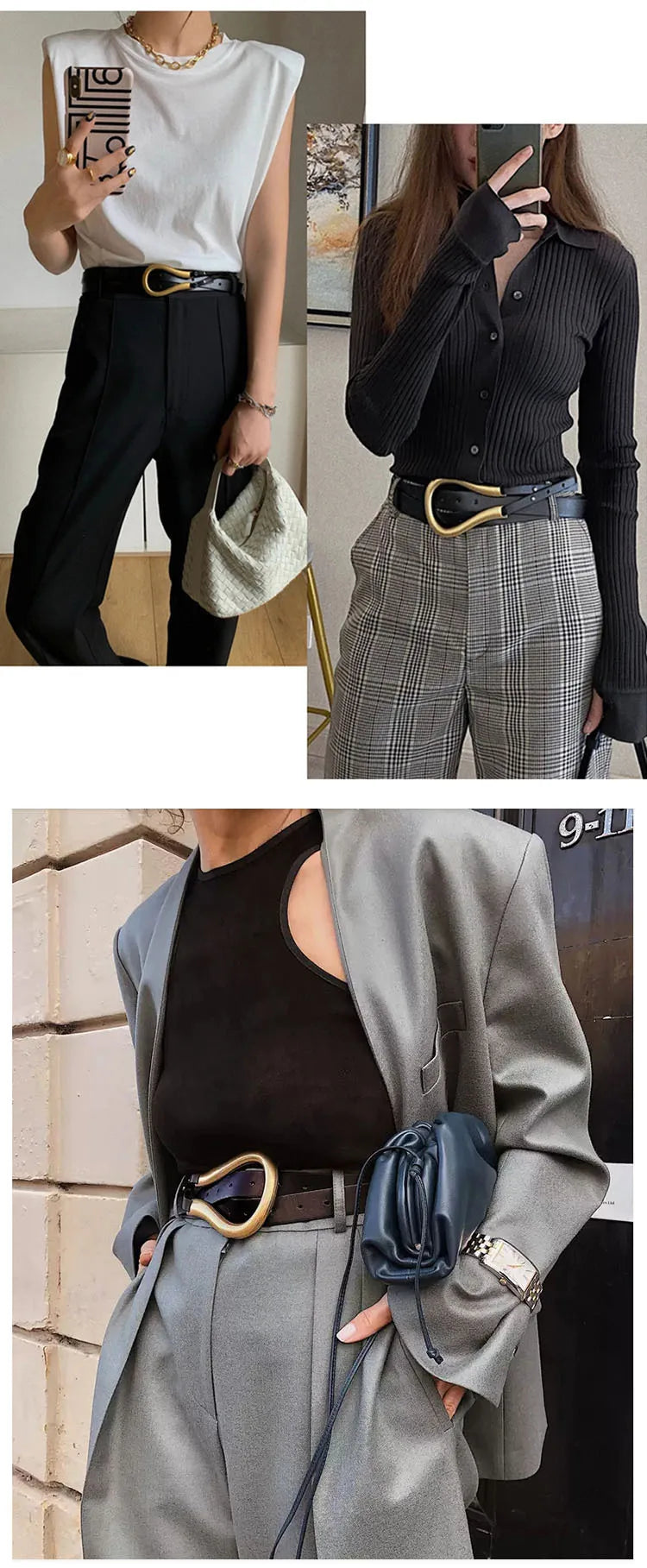 Fashion Woman Belt High Quality Casual Light Horseshoe Buckle Large U-shaped Luxury Personality Curve Designer Belt Women LB2237