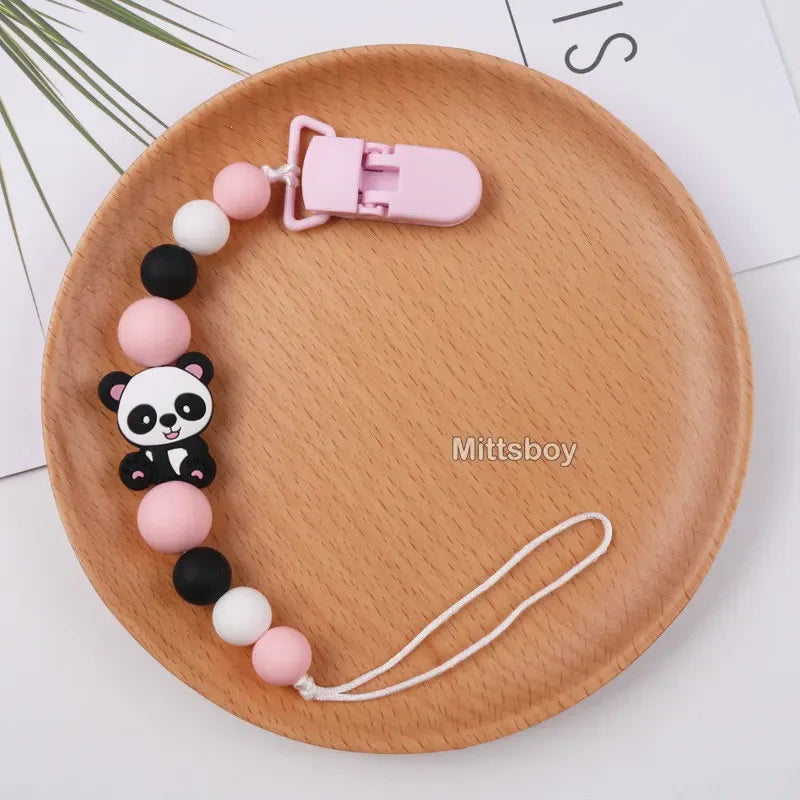 NEW Custom Personalized Name Pacifier Clip Handmade Beech Wooden Chain Silicone Crown Holder Soother Baby Teething Toy Chew Gift