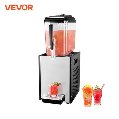 VEVOR 10L 12L 18L Commercial Beverage Dispenser Stainless Steel Ice Juice Tea Drink Machine with Cooling Function for Bar Party