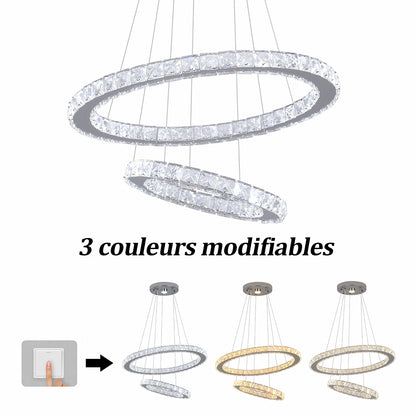 Luxury Rings Led Crystal Chandelier Mordern Pendant Light Living Dining Room Decor Fixture Suspension Luminaire Hanging Lustr