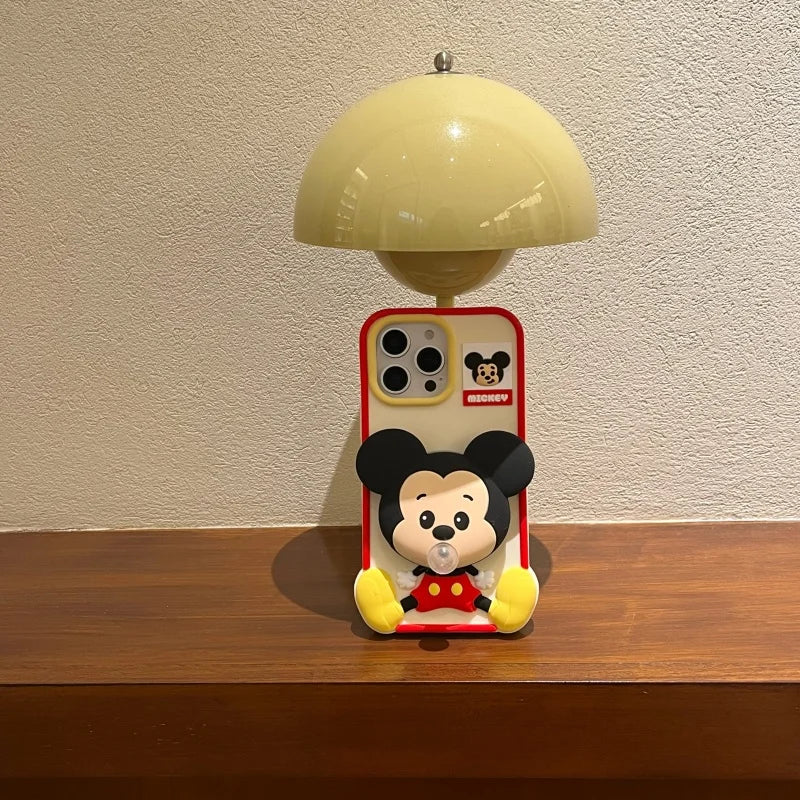 Baby pacifier Mickey Mouse Phone Case for iPhone 13 14 15 16 Pro Max 12promax DISNEY blow bubbles Soft silicone Cover Capa