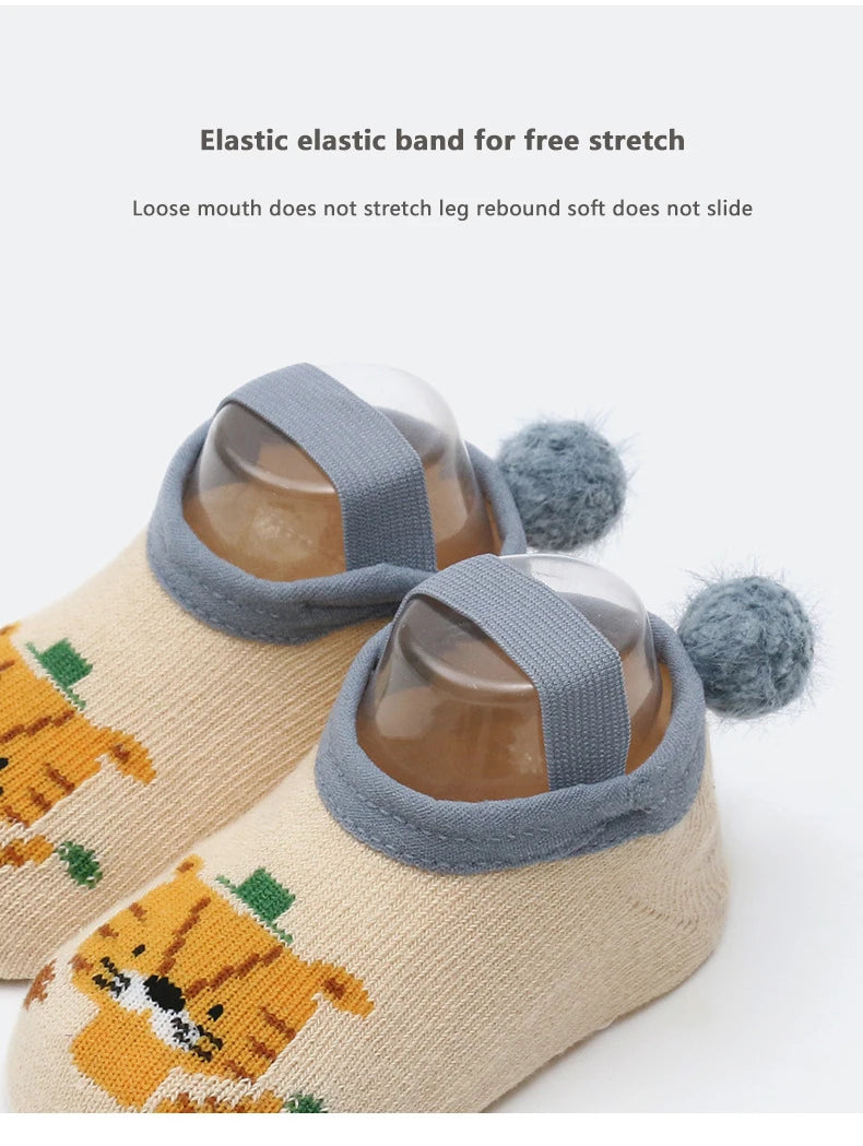 Spring Anti Slip Baby Socks Toddler Kids Floor Socks with Rubber Soles Autumn Newborn Baby Boy Girl Cartoon Cute Ball Warm Socks