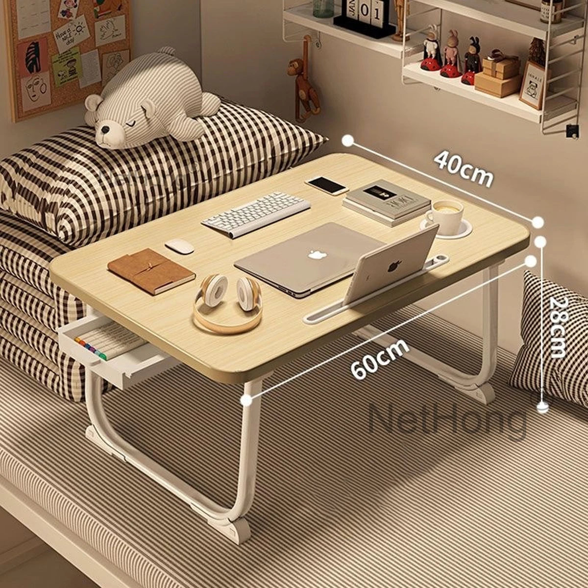 Folding Laptop Desk for Bed Tray Table Desk Bed Sofa Laptop Portable Lap Desk With tablet slot and cup holder Table support