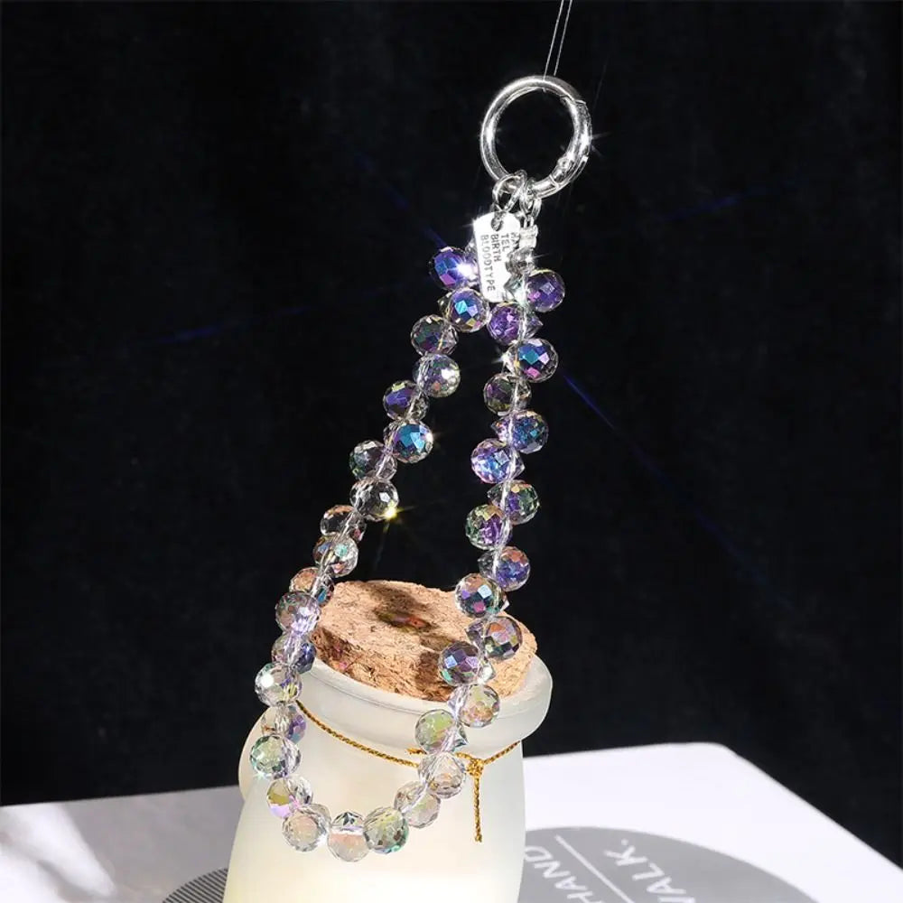 Colorful Mobile Phone Lanyard Chain Stylish Glitter Crystal Bead Pendant Keychain Jewelry Bag Accessories Sparkle Key Chains
