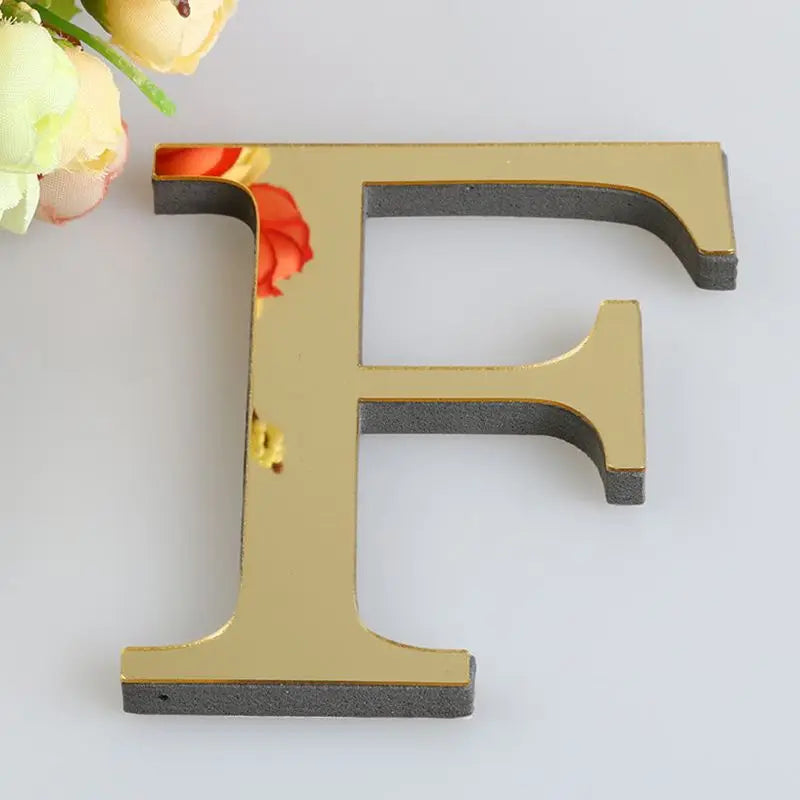 Gold English Letters Wall Stickers 20cm Acrylic Wall Art Alphabet Self-adhesive 3D Mirror+EVA Numbers Ornaments For Home Decor