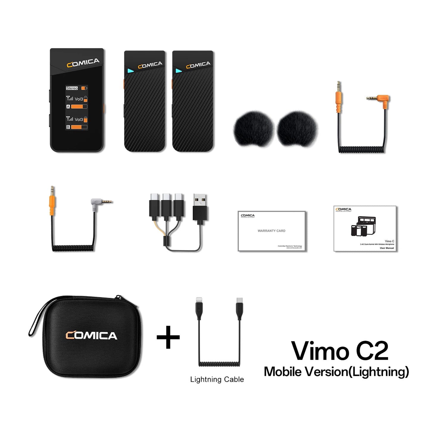 Comica Vimo C 2.4G Mini Wireless Lapel Microphone with Charging Case, for Smartphone Camera Podcast Interview YouTube Facebook