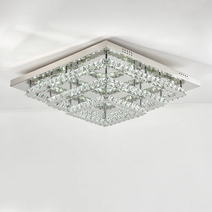 KOMORE Square Multiple-size Glamourous Crystal LED Ceiling Light, Cool White / Stepless Dimming for Office, Living Room, Bedroom