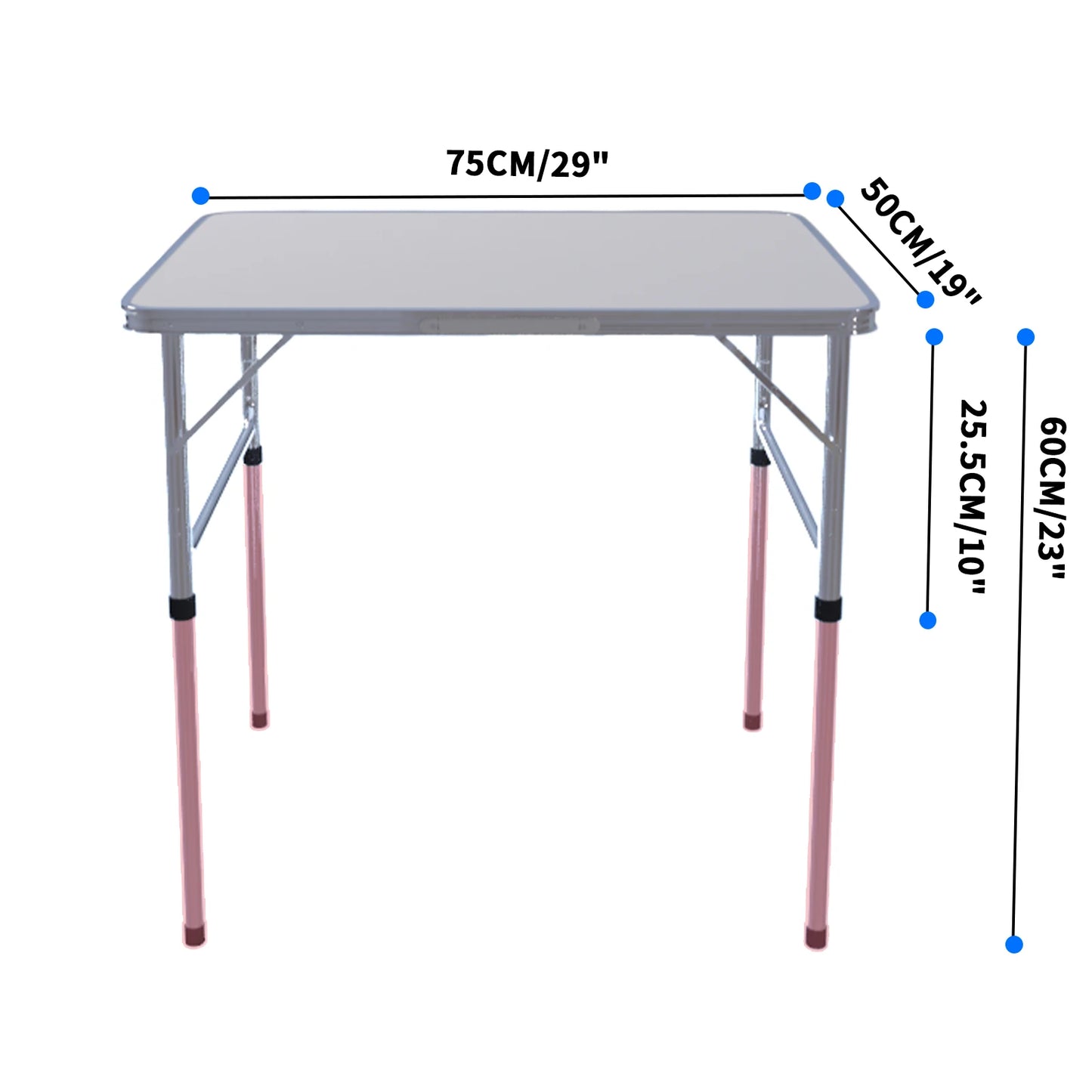 Folding Table Heavy Duty Table Camping Party Picnic Dining Garden,Portable Folding Camping Table, 2.5ft Adjustable Height Table
