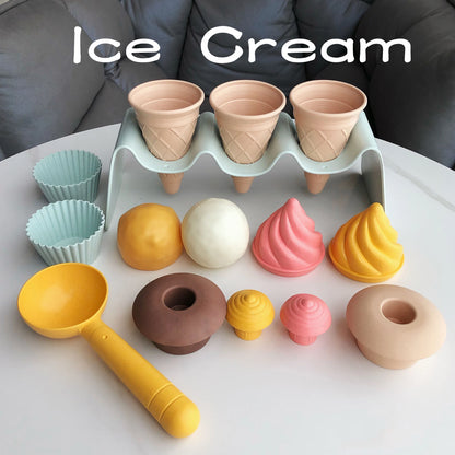 Children Beach toys play sand wheat straw material ice cream toys digging sand tools environmental Nordic wind outdoor