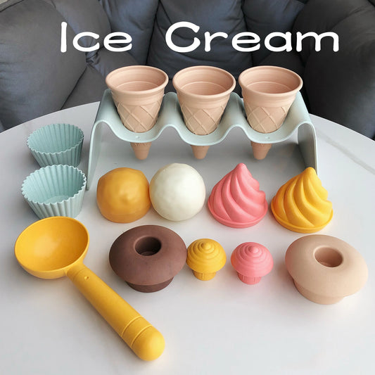 Children Beach toys play sand wheat straw material ice cream toys digging sand tools environmental Nordic wind outdoor