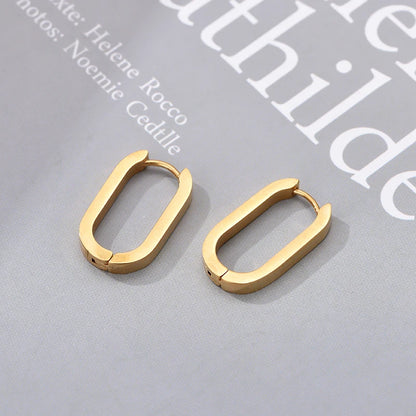 Classic Stainless Steel Hoop Earrings For Women Men Heart Star Oval Rectangle Round Triangle Gold Color Punk Hip Hop Jewelry