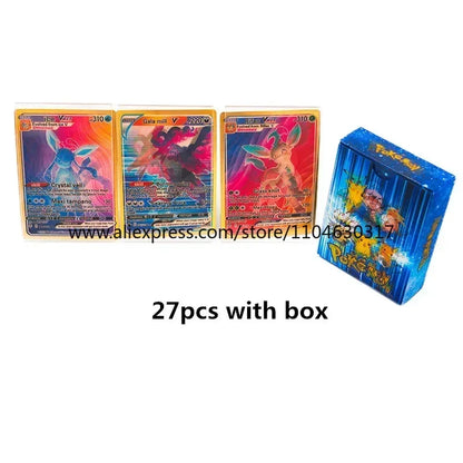 27pcs/50pcs Pokemon 3D Conversion Card English Version Vmax Charizard Pikachu Pikachu Rare Collection Trainer Colorful Card Box