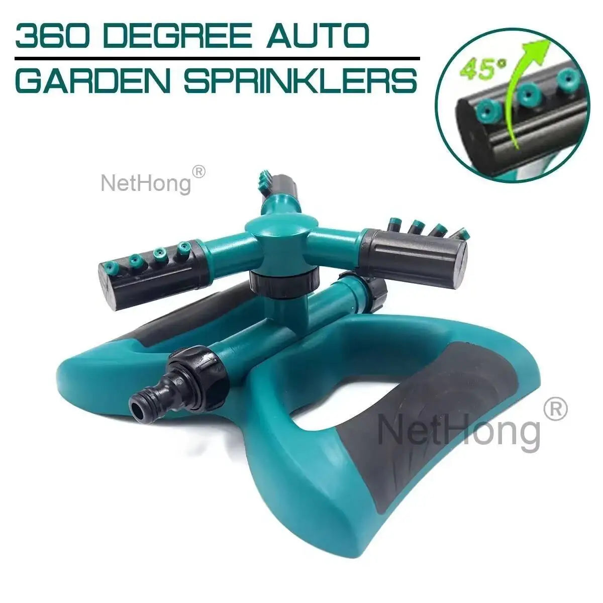 3-Arms 360° Rotating Garden/Lawn Sprinkler System Automatic Watering Irrigation~