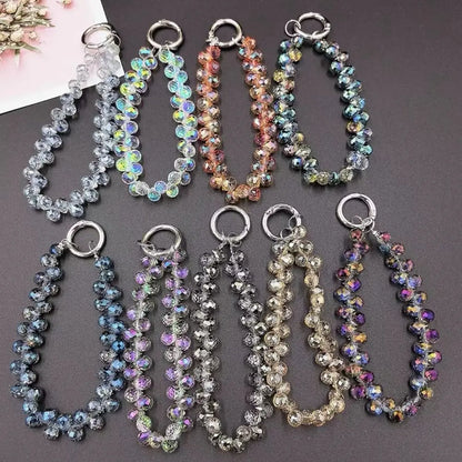 Colorful Mobile Phone Lanyard Chain Stylish Glitter Crystal Bead Pendant Keychain Jewelry Bag Accessories Sparkle Key Chains