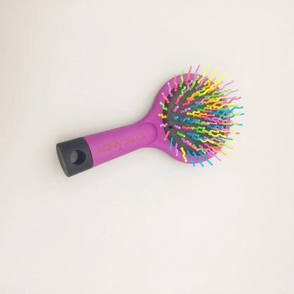 Rainbow Air Volume Paddle Hair Comb Brush with Makeup Mirror Detangler Hair Curl Straight Massage Comb Brush Hair Styling Tool