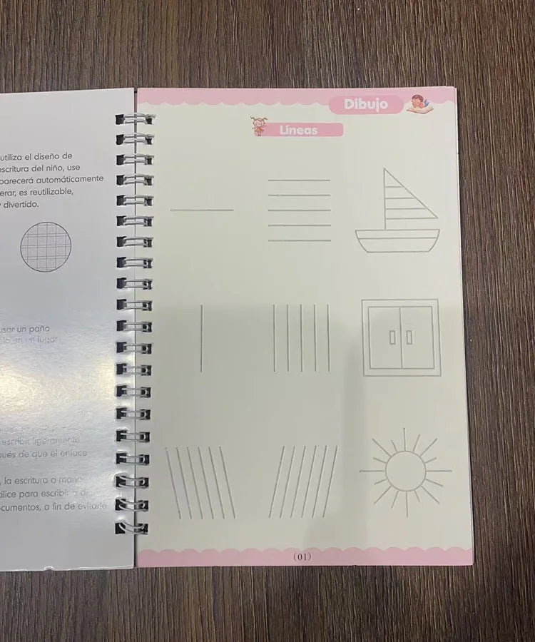 Magic Writing Book in Portuguese Calligraphy Notebook Montessori Kids Reusable Educational Calligraphic Letter Practice Toy