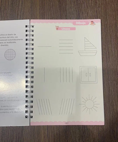 Magic Writing Book in Portuguese Calligraphy Notebook Montessori Kids Reusable Educational Calligraphic Letter Practice Toy