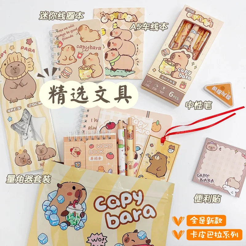 New Creative Capybara Stationery Set Blind Bag Cute Cartoon Pencil Stationery Eraser Learning Supplies Student Prize Gift Suppli
