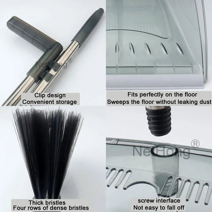 Long Handled Dustpan And Brush Set Strong Handle Dust Pan &Broom Upright Sweeper