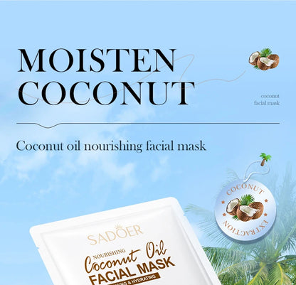 5pcs SADOER Coconut Face Mask Facial skincare Moisturizing Firming Hydrating Nourishing Facial Masks Face Skin Care Products