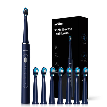 SEJOY Electric Sonic Tooth Brush for Adult USB Rechargeable Electric Toothbrush Washable with 7 pcs Replacement Heads
