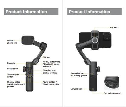 AOCHUAN 3-Axis Handheld Gimbal Stabilizer SmartXE for Smartphone for iPhone Android AI Face Tracking TikTok Vlog