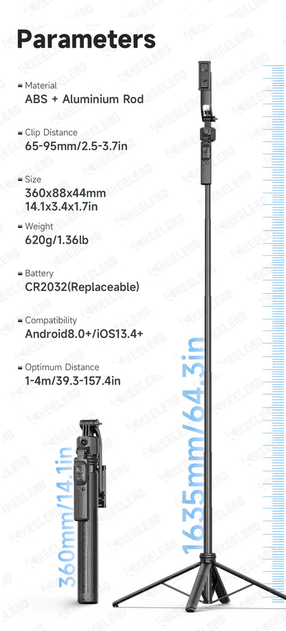 Tripod for Mobile Phone 360°Auto-Rotation Shooting C17 Quadrapod Selfie Stick Phone Stand AI Face Following, with Remote Control