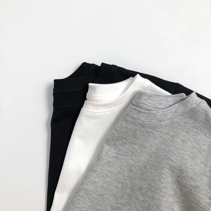 2025 Kids Clothes Solid Color Casual Long Sleeve T-Shirt 2-7Y Boys Girls Cotton Loose Basic Tee Children's Soft Undershirt Top