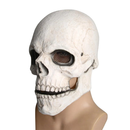 Halloween Skull Mask Latex Helmet Creepy Headgear Decorative Moving Jaw Skeleton
