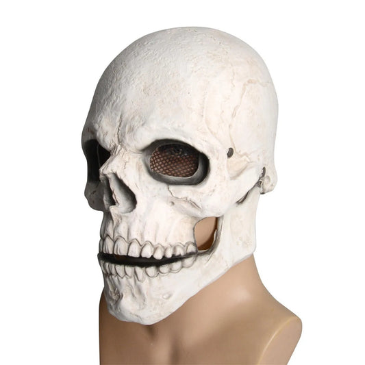 Halloween Skull Mask Latex Helmet Creepy Headgear Decorative Moving Jaw Skeleton