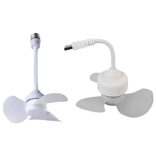 Modern LED Ceiling Fan E27 Base/USB Chandelier Ceiling Fan Hose Extender Light Bulb Fan with Socket for Bedroom Living Room