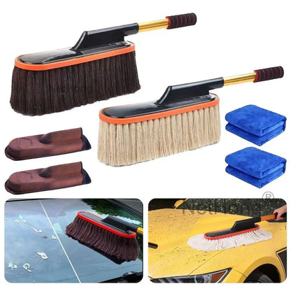 Telescopic Car Duster Wax Brush Mop Cleaning Cloth Scratch Free Dusting Waxing