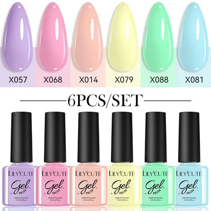 LILYCUTE 6-teiliges Set 7 ml Gel-Nagellack der Kaffeeserie, 125 Farben, Maniküre, semi-permanent, Soak-Off, UV-Nagelkunst-Gellack