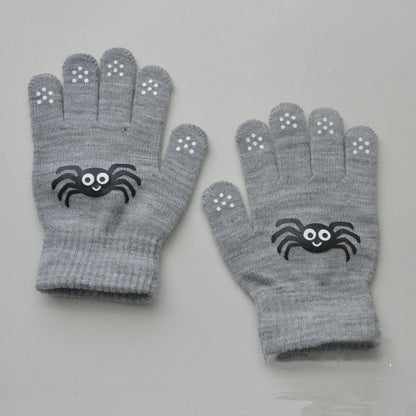 Children Knitted Warm Gloves For 5-12Y Baby Students Winter New Insect Full Finger Mittens Outdoor Cycling Skiing Gloves