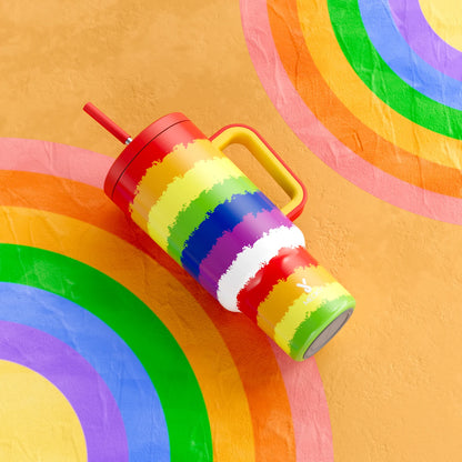 Meoky Cup 40oz Large Tumbler Straw Cup with Lid leak-proof Sainless Steel Vacuum Insulated Car Mug Water Bottle Pride Month